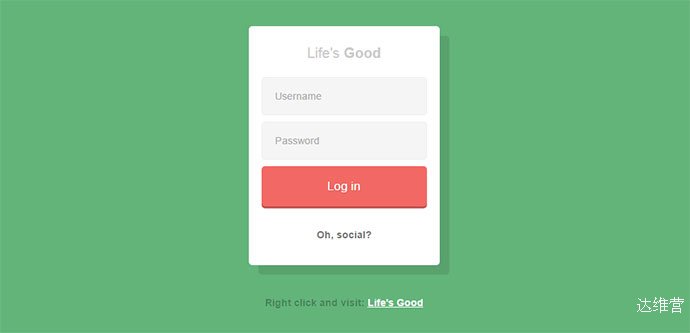 Really simple login form with popular social networks 